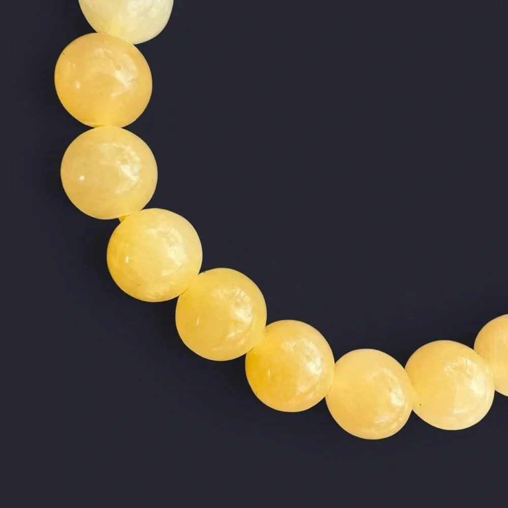 Yellow Calcite Gemstone Bead Bracelet 8mm